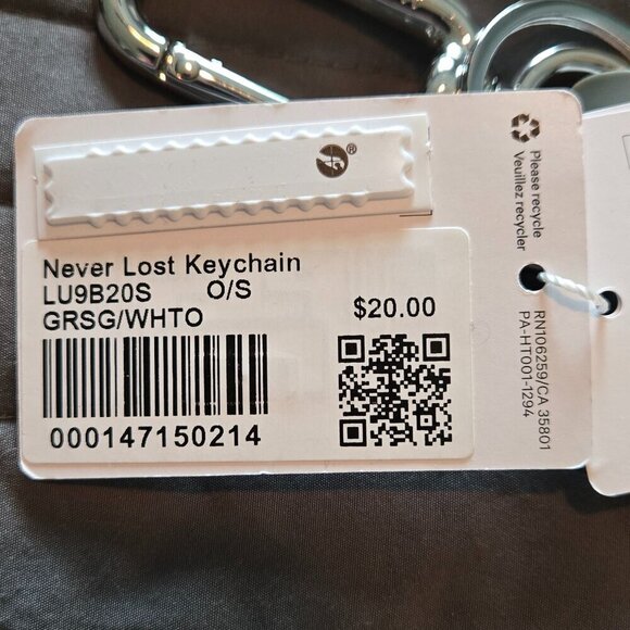 NWT Never Lost Keychain - Grey Sage/White Opal - Picture 3 of 3